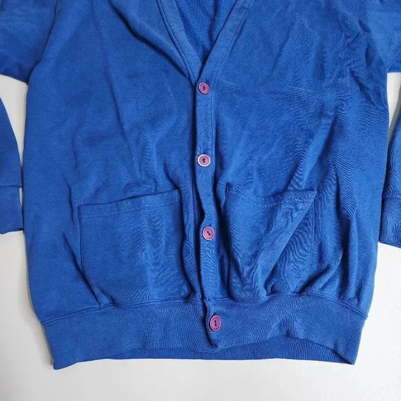 Vintage Santee Sweats Cardigan Sweater Size Large Blue - Picture 6 of 7